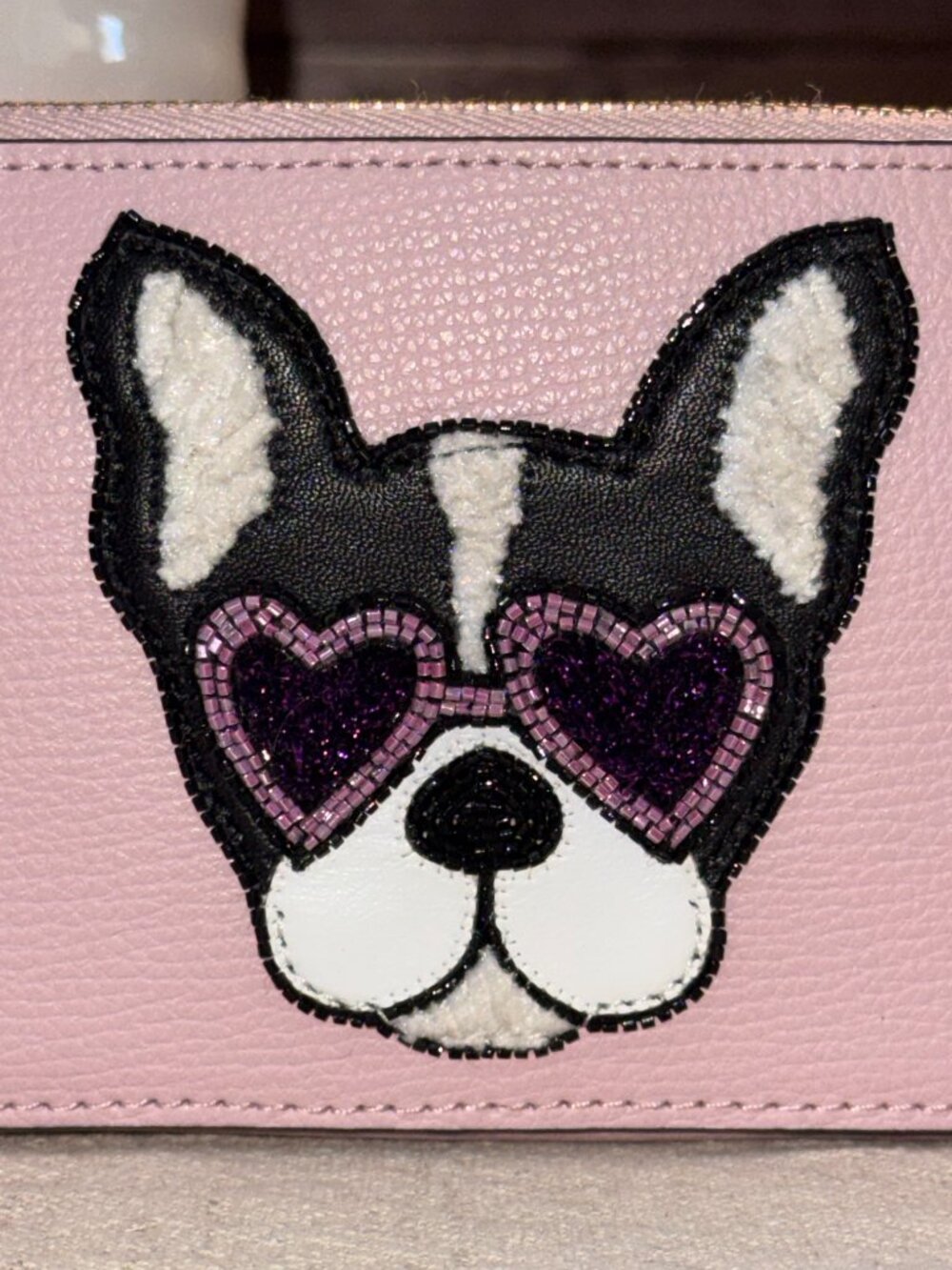 NWT Kate Spade Double Zip Crossbody Wallet | Beaded French Bulldog - Picture 4 of 10